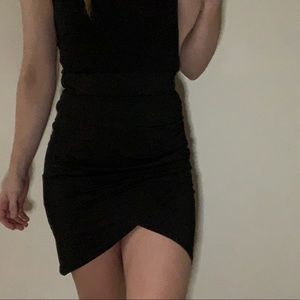 Black slinky rouched skirt.